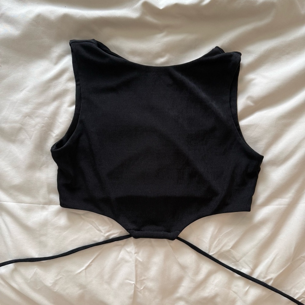 White Fox Black Tank Top